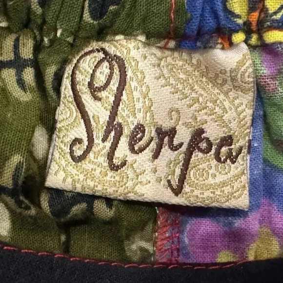 Patchwork Boho Wide leg Sherpa Pants - Picture 3 of 4